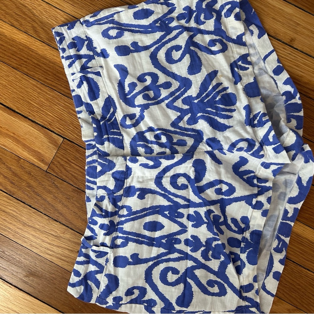 Sheridan French Pippa Blue and White Ikat Patterned Shorts
